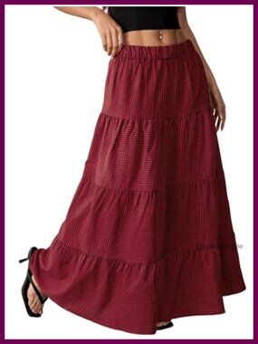 Flowy Maxi Skirt A Line Ruffle Tiered Boho Long Skirt